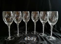 6 Air Twist Crystal Wine/Water Glasses Goblets 8.75 Spiral FREE SHIP