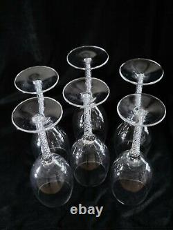 6 Air Twist Crystal Wine/Water Glasses Goblets 8.75 Spiral FREE SHIP