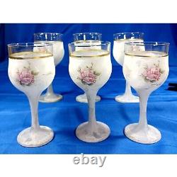 6 Arte Murano Shabby Chic Rose Marbled Wine Glasses Set by M. Valenti Vintage