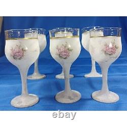 6 Arte Murano Shabby Chic Rose Marbled Wine Glasses Set by M. Valenti Vintage