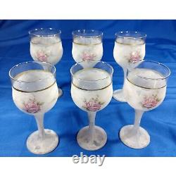 6 Arte Murano Shabby Chic Rose Marbled Wine Glasses Set by M. Valenti Vintage