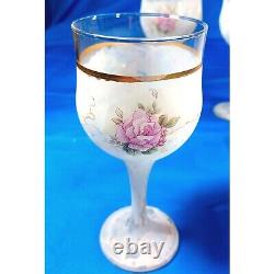 6 Arte Murano Shabby Chic Rose Marbled Wine Glasses Set by M. Valenti Vintage