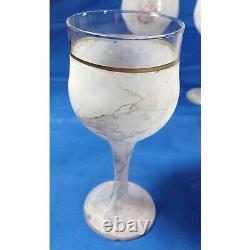 6 Arte Murano Shabby Chic Rose Marbled Wine Glasses Set by M. Valenti Vintage