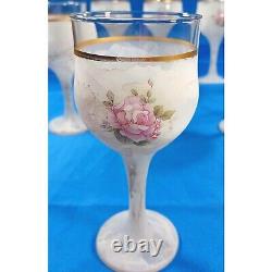 6 Arte Murano Shabby Chic Rose Marbled Wine Glasses Set by M. Valenti Vintage
