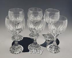6 Baccarat France Crystal Massena Pattern Wine Glasses 6.25 (one with chip)