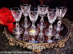 6 CUT Crystal Glass Wine Cordial Shot Glasses RING Stem Vntg U. S. ZONE GERMANY