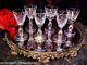 6 CUT Crystal Glass Wine Cordial Shot Glasses RING Stem Vntg U. S. ZONE GERMANY