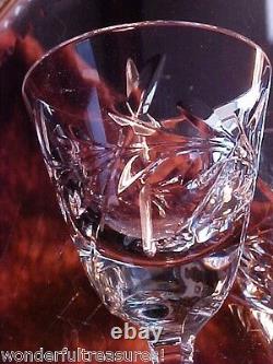 6 CUT Crystal Glass Wine Cordial Shot Glasses RING Stem Vntg U. S. ZONE GERMANY