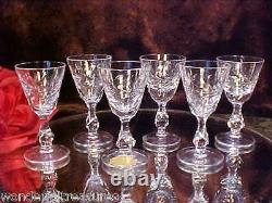 6 CUT Crystal Glass Wine Cordial Shot Glasses RING Stem Vntg U. S. ZONE GERMANY