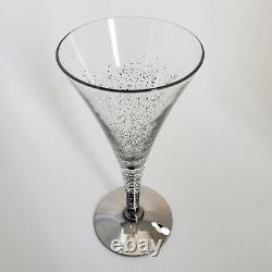 6 Dorothy Thorpe Silver Fleck Wine Goblets Cocktail Glasses 5.75 Vintage