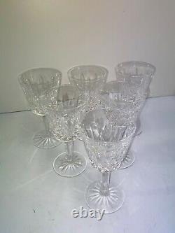 6 EUC Waterford Lismore Gothic Font Heavier Vintage Claret Wine Glasses 5 7/8
