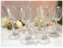 6 Fostoria Elegant Etched Glass Heather Claret Wine Glasses Stems 6 4 ounce 6 Fostoria Elegant Etched Glass Heather Claret Wine Glasses Stems 6 4 ounce