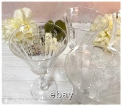 6 Fostoria Elegant Etched Glass Heather Claret Wine Glasses Stems 6 4 ounce