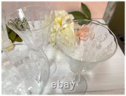 6 Fostoria Elegant Etched Glass Heather Claret Wine Glasses Stems 6 4 ounce