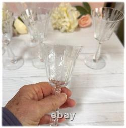 6 Fostoria Elegant Etched Glass Heather Claret Wine Glasses Stems 6 4 ounce