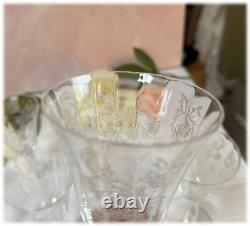 6 Fostoria Elegant Etched Glass Heather Claret Wine Glasses Stems 6 4 ounce