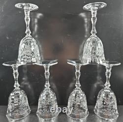 6 Fostoria Navarre Clear Claret Wine Glasses Set Floral Etch Optic Stemware Lot