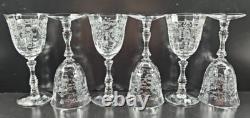 6 Fostoria Navarre Clear Claret Wine Glasses Set Floral Etch Optic Stemware Lot