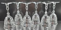 6 Fostoria Navarre Clear Claret Wine Glasses Set Floral Etch Optic Stemware Lot