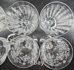 6 Fostoria Navarre Clear Claret Wine Glasses Set Floral Etch Optic Stemware Lot
