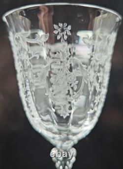 6 Fostoria Navarre Clear Claret Wine Glasses Set Floral Etch Optic Stemware Lot