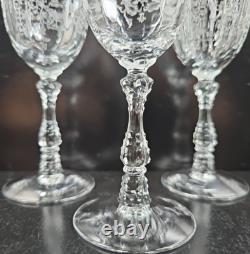 6 Fostoria Navarre Clear Claret Wine Glasses Set Floral Etch Optic Stemware Lot