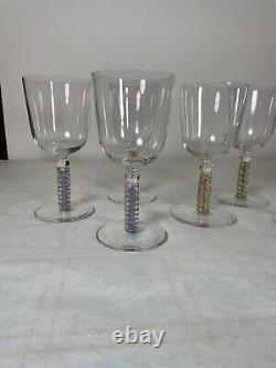 6 James Nadal Art Glass Signed Wine Glasses