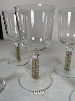 6 James Nadal Art Glass Signed Wine Glasses