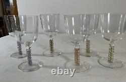 6 James Nadal Art Glass Signed Wine Glasses