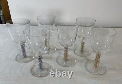 6 James Nadal Art Glass Signed Wine Glasses