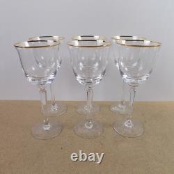 6 Lenox Crystal Classic Federal Gold 7.25 Wine Glasses Goblets USA Vintage