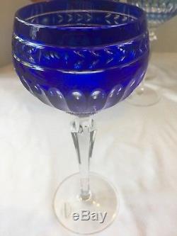 6-MINTY-WithSTICKERS Wedgwood CROWN Wine Hock Glasses ASST. COLORS-CUT TO CLEAR