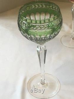 6-MINTY-WithSTICKERS Wedgwood CROWN Wine Hock Glasses ASST. COLORS-CUT TO CLEAR
