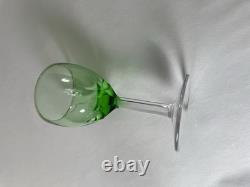6 Mid Century Green Venetian Style Wine Cordial Glasses Square Stem