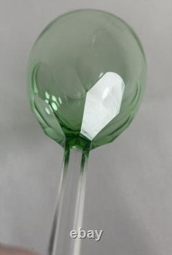 6 Mid Century Green Venetian Style Wine Cordial Glasses Square Stem