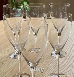 6 Mint Orrefors Crystal Vintage Pattern Wine Water Goblets Erika Lagerbielke 9