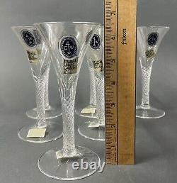 6 NOS Vintage Williamsburg Royal Leerdam Air Twist Wine Glass Goblet Set with Box