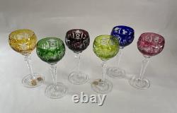 6 Nachtmann Bohemian Cut To Clear Wine Glasses 4 oz. With Original Boxes