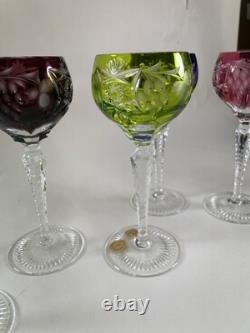 6 Nachtmann Bohemian Cut To Clear Wine Glasses 4 oz. With Original Boxes