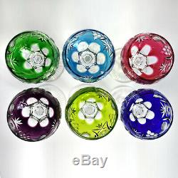 6 Nachtmann Traube Cut-to-Clear Colors Bavarian Crystal 6 7/8 Wine Hocks