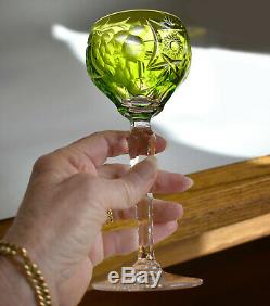 6 Nachtmann Traube Cut-to-Clear Colors Bavarian Crystal 6 7/8 Wine Hocks
