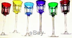 6 New Vintage Paris France Cristal de Sèvres Varicolored Crystal Wine Stemware