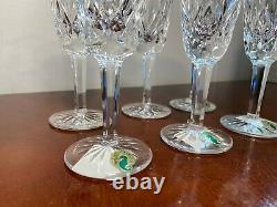 6 New with Tags Vintage WATERFORD CRYSTAL Lismore Champagne Wine Flutes IRELAND