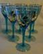 6 PIECE SET, VINTAGE HUNGARIAN HAND BLOWN BLUE CRYSTAL WINE GLASSES 6.5 Tall