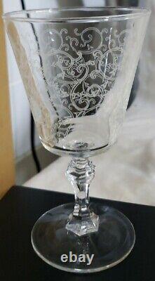 6 Pieces Vintage Acid-Etched French Water Goblet / Wine Glasses Cir. 30-40's 523