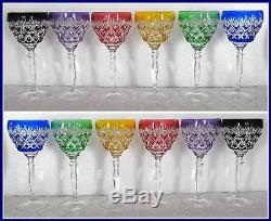 6 RAINBOW Wine Goblets Glasses Hocks CUT TO CLEAR LEAD CRYSTAL Josephinenhuette