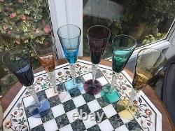 6 RARE Vintage STUART SET Air twist Harlequin bowl 9 liqueur glass AIR TWIST