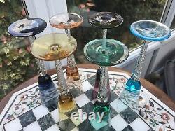 6 RARE Vintage STUART SET Air twist Harlequin bowl 9 liqueur glass AIR TWIST