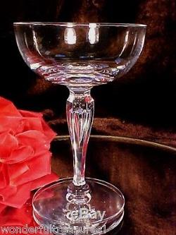 6 RARE Vntg Crystal CUT GLASS Wine Champagne Glasses CUT PANEL TEARDROP IN STEM