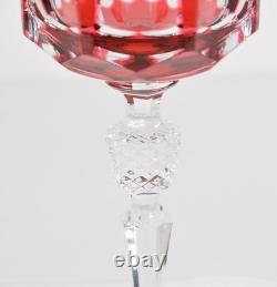 6 STUNNNG Vtg Nachtmann Bleikrystall (Crystal) Cranberry Wine Glasses Bavaria 8